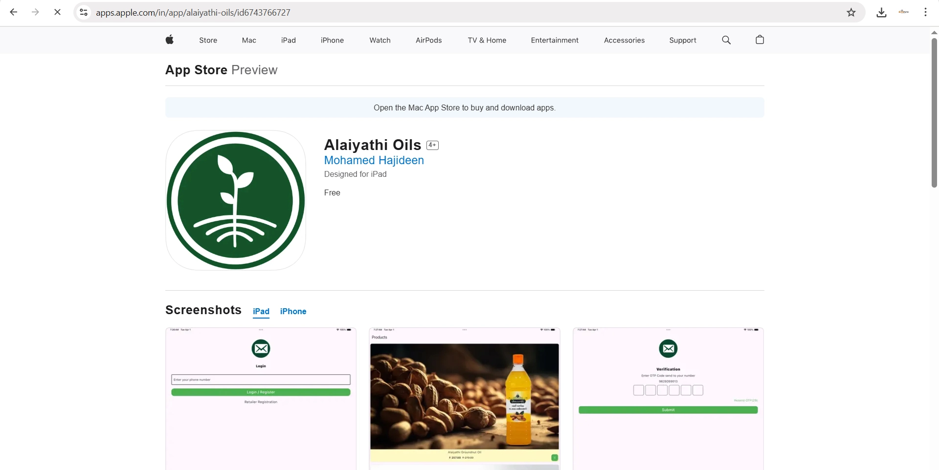 Alaiyathi Oils iOS App